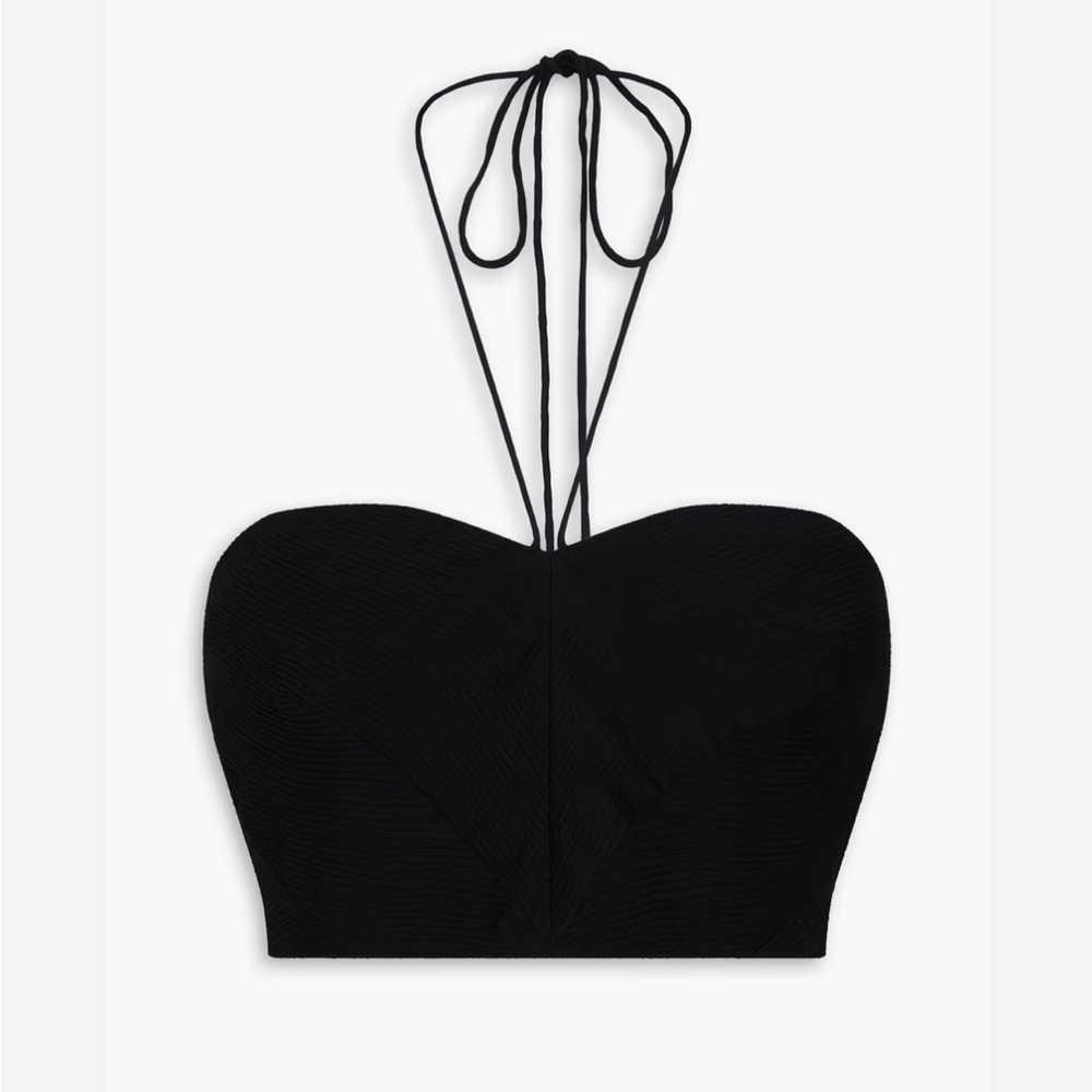 NWT Staud Kyra black cropped ottoman halter top